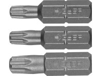 Набор бит Зубр, кованые, хромомолибденовая сталь, тип хвостовика C 1/4, 25мм, T20, T25, T30, 3 предмета 26009-TORX-H3