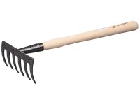 Грабельки Зубр садовые с деревянной ручкой, 6 прямых зубцов 4-39611