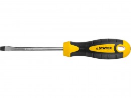 Отвертка Stayer Master ТECHNO, двухкомпонентная рукоятка, магнитный наконечник, Cr-V, SL6,0x100мм 2507-06-10_z02
