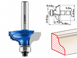 Фреза Зубр Профессионал кромочная калевочная №5, D= 34,9мм, рабочая длина-14,5мм, радиус-4,8мм, хв.-8мм, d-12,7мм 28706-34.9