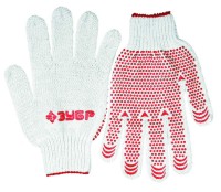 Перчатки Зубр "МAСTEP" трикотажные, 7 класс, х/б, с защитой от скольжения, L-XL, 3 пары 11456-K3