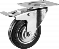 Колесо поворотное c тормозом Зубр d=100 мм, г/п 70 кг, резина/металл, игольчатый подшипник 30936-100-B