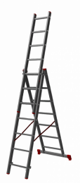 Лестница алюминиевая трёхсекционная Новая Высота NV 123 3х5 ступеней