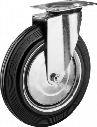 Колесо поворотное Зубр d=250 мм, г/п 210 кг, резина/металл, игольчатый подшипник 30936-250-S