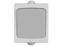 Выключатель проходной одноклавишный Светозар АВРОРА, IP44, цвет серо-белый, 10А/~250В SV-54340-W