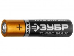 Батарейка Зубр "TURBO MAX" щелочная (алкалиновая), тип AAA, 1,5В, 2шт на карточке 59203-2C