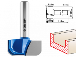 Фреза Зубр Профессионал пазовая фасонная №7, D= 28,6мм, рабочая длина-13мм, радиус-5мм, хв.-8 мм 28746-28.6