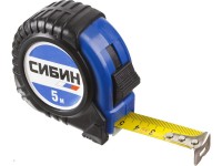 Рулетка Сибин, обрезиненный пластиковый корпус, 5м/25мм 34019-05-25