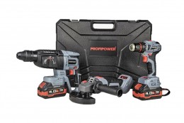 Аккумуляторный набор УШМ+шуруповерт+перфоратор Profipower ProfiSet-3E18 (Li-ion-2шт, 4Ач, З/У, кейс) E0247 Аккумуляторный набор УШМ+шуруповерт+перфоратор Profipower ProfiSet-3E18 (Li-ion-2шт, 4Ач, З/У, кейс) E0247