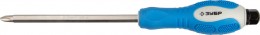 Отвертка Зубр "ПРОФИ АВТО", ударная, сквозной Cr-Mo стержень с усилителем под ключ, двухкомп. рукоятка, PH №1, 100мм 25272-1-100