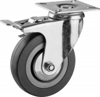 Колесо поворотное с тормозом Зубр d=100 мм, г/п 65 кг, резина/полипропилен 30956-100-B
