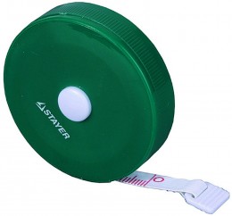 Рулетка Stayer компактная, фиберглассовая, зеленая, непрерывное полотно, 7,5мм x 1,5м 34251-1,5