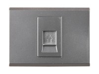 Розетка телефонная одинарная Светозар ЭФФЕКТ, без вставки и рамки, цвет светло-серый металлик SV-54417-SM