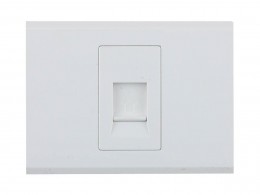 Розетка телефонная одинарная Светозар ЭФФЕКТ, без вставки и рамки, цвет белый SV-54417-W