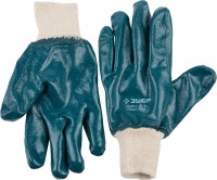 Перчатки Зубр Мастер рабочие с манжетой, с полным нитриловым покрытием, размер L (9) 11272-L