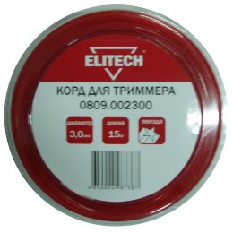 Леска Elitech, 3.0мм, 15м, звезда, блистер