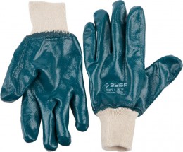 Перчатки Зубр Мастер рабочие с манжетой, с полным нитриловым покрытием, размер XL (10) 11272-XL