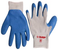 Перчатки Зубр для защиты от порезов, с рельефным латексным покрытием, размер L (9) 11277-L