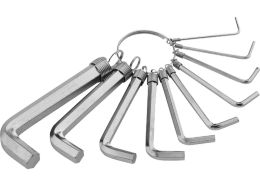 Набор ключей имбусовых HEX, 1,5–10 мм, CrV, 10шт.,никелированный, на кольце SPARTA