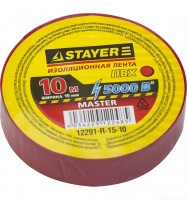 Изолента Stayer Master красная, ПВХ, 5000 В, 15мм х 10м 12291-R-15-10