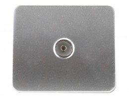 Розетка телевизионная Светозар ГАММА, без вставки и рамки, цвет светло-серый металлик SV-54115-SM