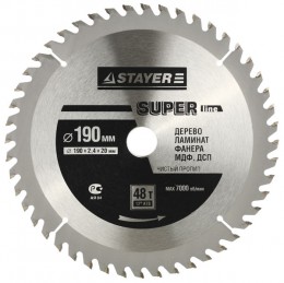 Диск пильный Stayer Master SUPER-Line по дереву, 190х16мм, 48Т 3682-190-16-48