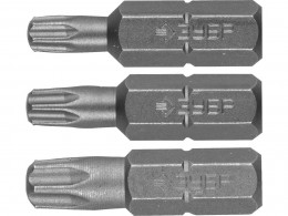Набор бит Зубр, кованые, хромомолибденовая сталь, тип хвостовика C 1/4, 25мм, T20, T25, T30, 3 предмета 26009-TORX-H3