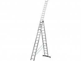 Лестница трехсекционная Сибин универсальная, со стабилизатором, 14 ступеней 38833-14