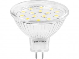 Лампа светодиодная Светозар LED technology, цоколь GU5.3, яркий белый свет (4000К), 230В, 3Вт (25) 44555-25_z01