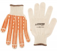 Перчатки Stayer Expert трикотажные с защитой от скольжения, 10 класс, х/б, L-XL 11401-XL