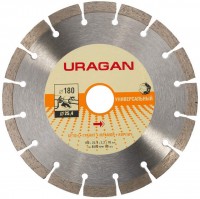 Круг отрезной алмазный Uragan сегментный Д-180 мм. с посадочным отверстием 25,4 мм 909-12112-180