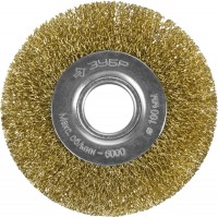 Щетка дисковая Зубр ЭКСПЕРТ, для УШМ, витая стальная латунированная проволока 0,3мм, 100мм/22мм 35187-100