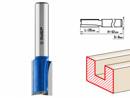 Фреза Зубр Профессионал пазовая прямая с нижними подрезателями, D= 12мм, рабочая длина-20мм, хв.-8 мм 28755-12-19