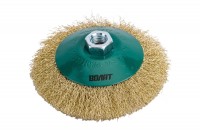 Щетка на УШМ ВОЛАТ коническая пушистая латунированная 125мм с резьбой М14 81050-125