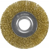 Щетка дисковая Зубр ЭКСПЕРТ, для УШМ, витая стальная латунированная проволока 0,3мм, 125мм/22мм 35187-125