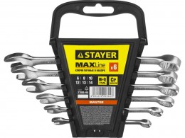 Набор ключей гаечных комбинированных Stayer MASTER, хромированный, 6-14 мм, 6 шт 27085-H6