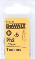 Бита DeWalt Рh2, хв-6-ти гран 1\4", 25мм, 5шт DT 7232