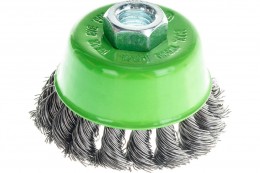 Щетка на УШМ Сибртех чашка крученая 75мм с резьбой М14 MX746247