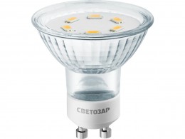 Лампа светодиодная Светозар LED technology, цоколь GU10, теплый белый свет (3000К), 230В, 3Вт (25) 44560-25