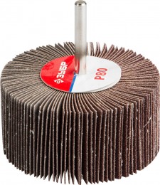 Круг шлифовальный Зубр Мастер веерный лепестковый, на шпильке, тип КЛО, зерно-электрокорунд нормальный, P100, 15х30мм 36600-100
