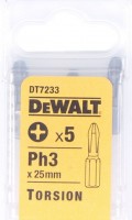 Бита DeWalt Рh3, хв-6-ти гран 1\4", 25мм, 5шт DT 7233