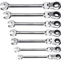 Набор комбинированных гаечных ключей трещоточных шарнирных 7 шт, 8 - 19 мм, ЗУБР 27101-H7