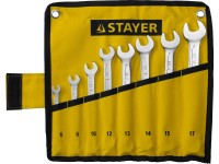 Набор ключей гаечных комбинированных Stayer PROFI, Cr-V сталь, хромированный, 6-17мм, 8шт 27081-H8