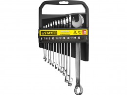 Набор ключей гаечных комбинированных Stayer PROFI, Cr-V сталь, хромированный, 6-22мм, 12шт 27083-H12