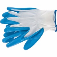 Перчатки полиэфирные с синим нитрильным покрытием маслобензостойкие, L, 15 класс вязки СибрТех 67862