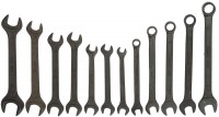 Набор ключей БЕРМАН гаечных кованых фосфатированных рожковые 8-19 мм, комбинированные 9-15 мм, 12 шт 27032-H12