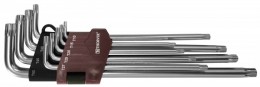 Набор ключей торцевых T-TORX® удлиненных с центрированным штифтом, Т10H-T50H, 9 предметов Thorvik TTKL9S