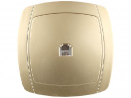 Розетка телефонная одинарная в сборе Светозар АКЦЕНТ, цвет золотой металлик SV-54217-GM