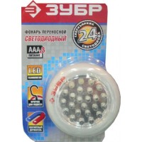Фонарь светодиодный Зубр, 24 LED, магнит, крючок для подвеса, 3ААА 61812