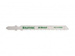 Полотна Kraftool для эл/лобзика, Bi-Metall, по мягкому металлу (3-15мм), EU-хвост., шаг 3мм, 75мм, 2шт 159556-3